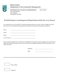 Document preview: Berthing & Land Management Billing Database Public User Access Request - Rhode Island