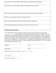 Appendix 1 Abandoned Vessel Removal Application Form - Rhode Island, Page 2