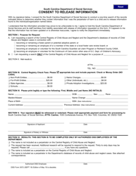 DSS Form 3072 &quot;Consent to Release Information&quot; - South Carolina
