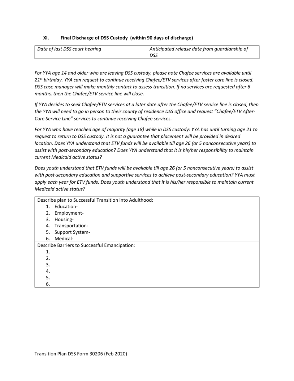 DSS Form 30206 Youth Driven Transition Plan - South Carolina, Page 11