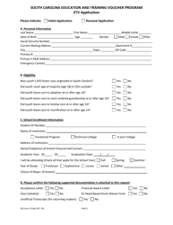 Document preview: DSS Form 37166 Etv Application - South Carolina Education and Training Voucher Program - South Carolina