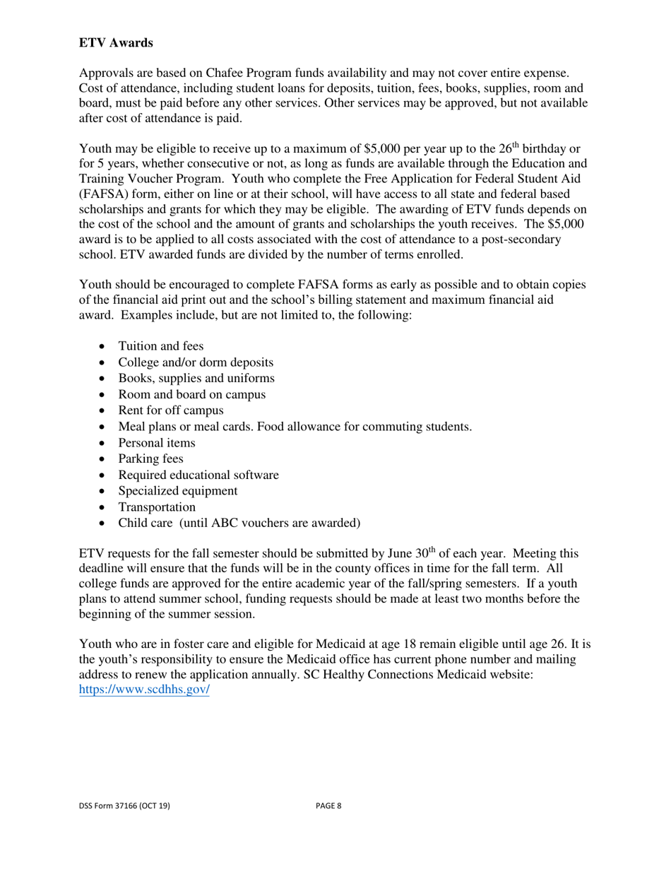 DSS Form 37166 Etv Application - South Carolina Education and Training Voucher Program - South Carolina, Page 8