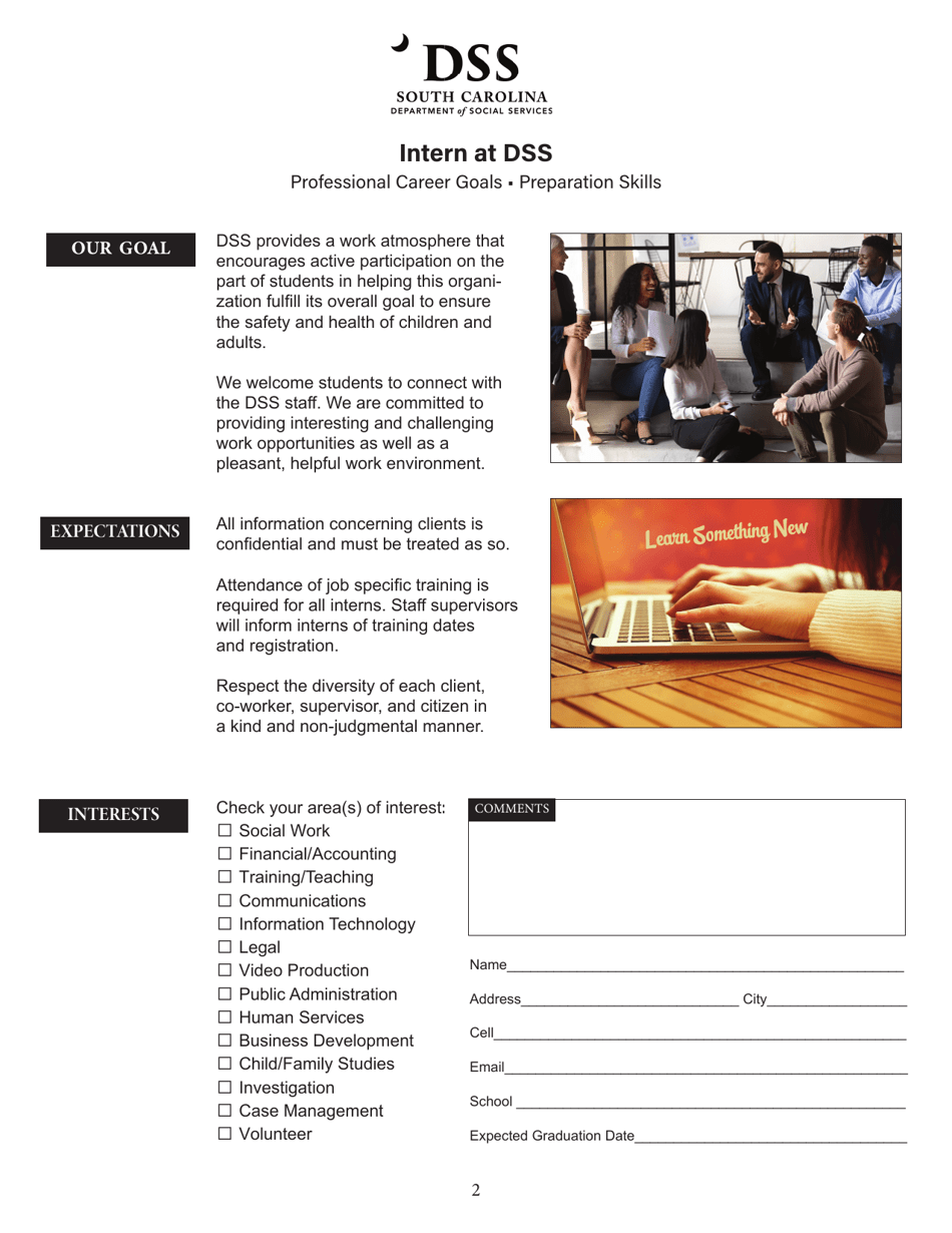 DSS Form 37626 Dss Internship Application Package - South Carolina, Page 3