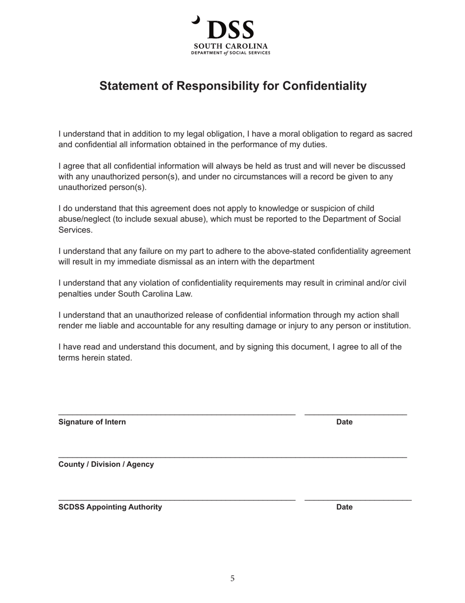 DSS Form 37626 Dss Internship Application Package - South Carolina, Page 6