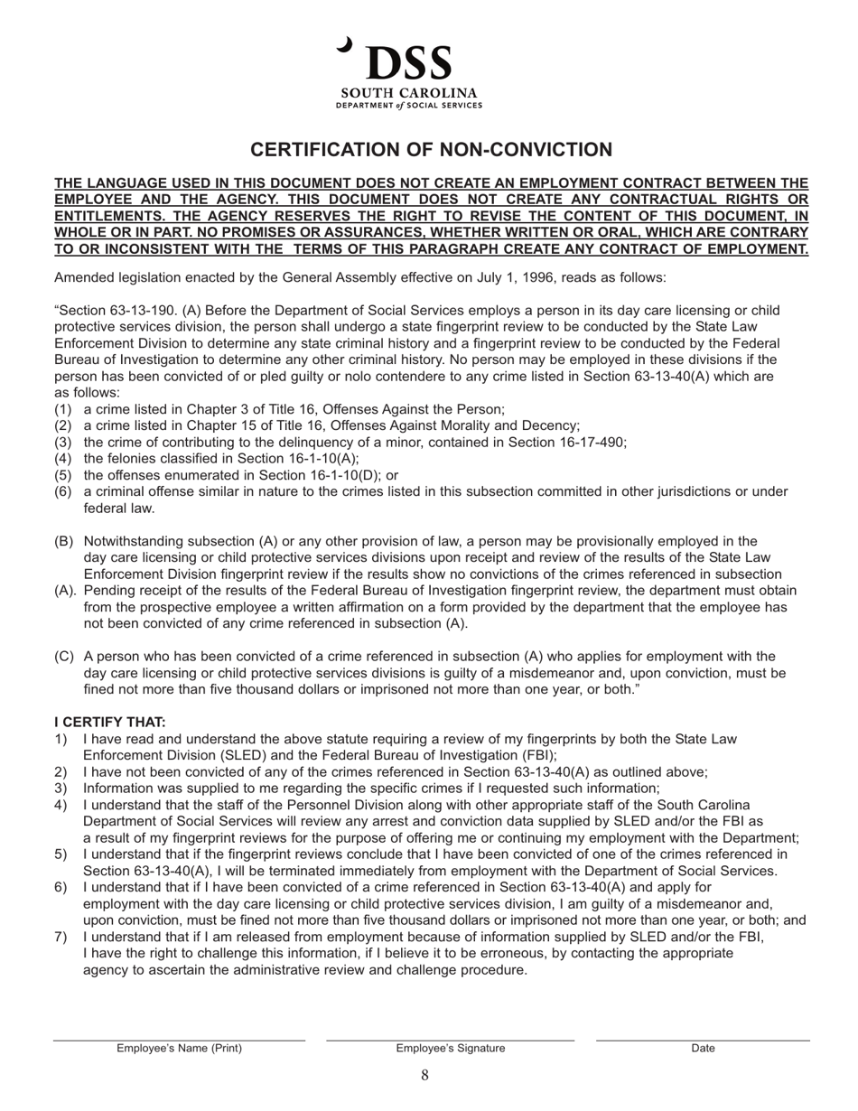 DSS Form 37626 Dss Internship Application Package - South Carolina, Page 9