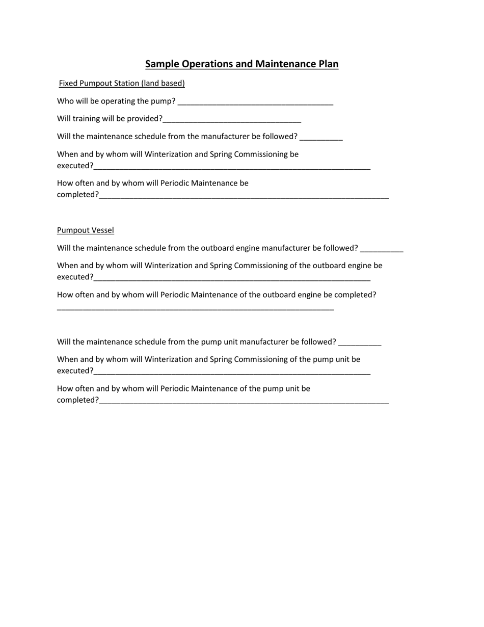 Sample Operations and Maintenance Plan - Rhode Island, Page 1