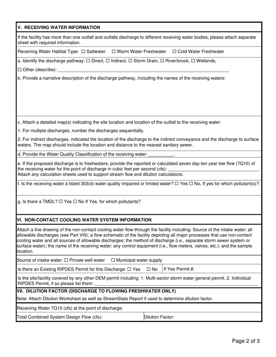 General Permit for Non-contact Cooling Water Discharges - Notice of Intent (Noi) - Rhode Island, Page 2
