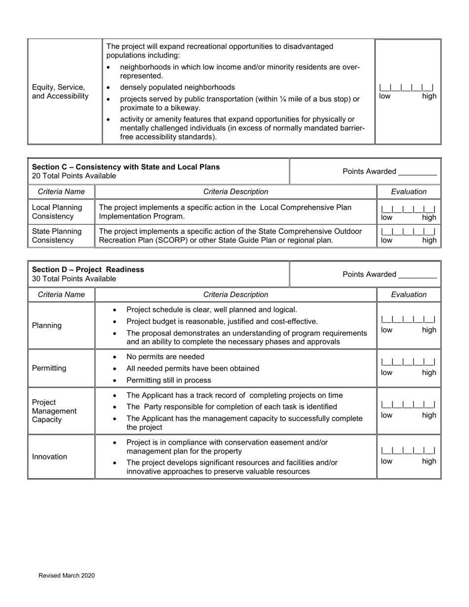 Scoring Sheet - Recreational Trails Program - Rhode Island, Page 2