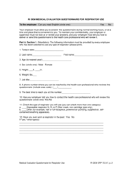 Form 7D-3-7 Medical Evaluation Questionnaire for Respirator Use - Rhode Island, Page 2