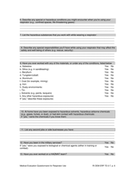 Form 7D-3-7 Medical Evaluation Questionnaire for Respirator Use - Rhode Island, Page 6