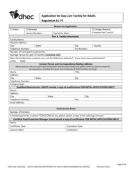 DHEC Form 3287 Application for Day Care Facility for Adults - South Carolina, Page 3