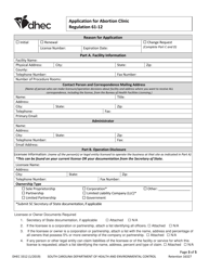 DHEC Form 3312 Application for Abortion Clinic - South Carolina, Page 3