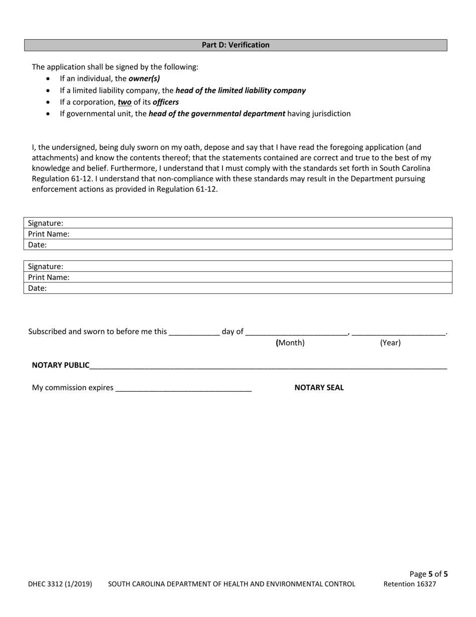 DHEC Form 3312 Application for Abortion Clinic - South Carolina, Page 5