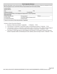 DHEC Form 3288 Application for Ambulatory Surgical Facilities - South Carolina, Page 4