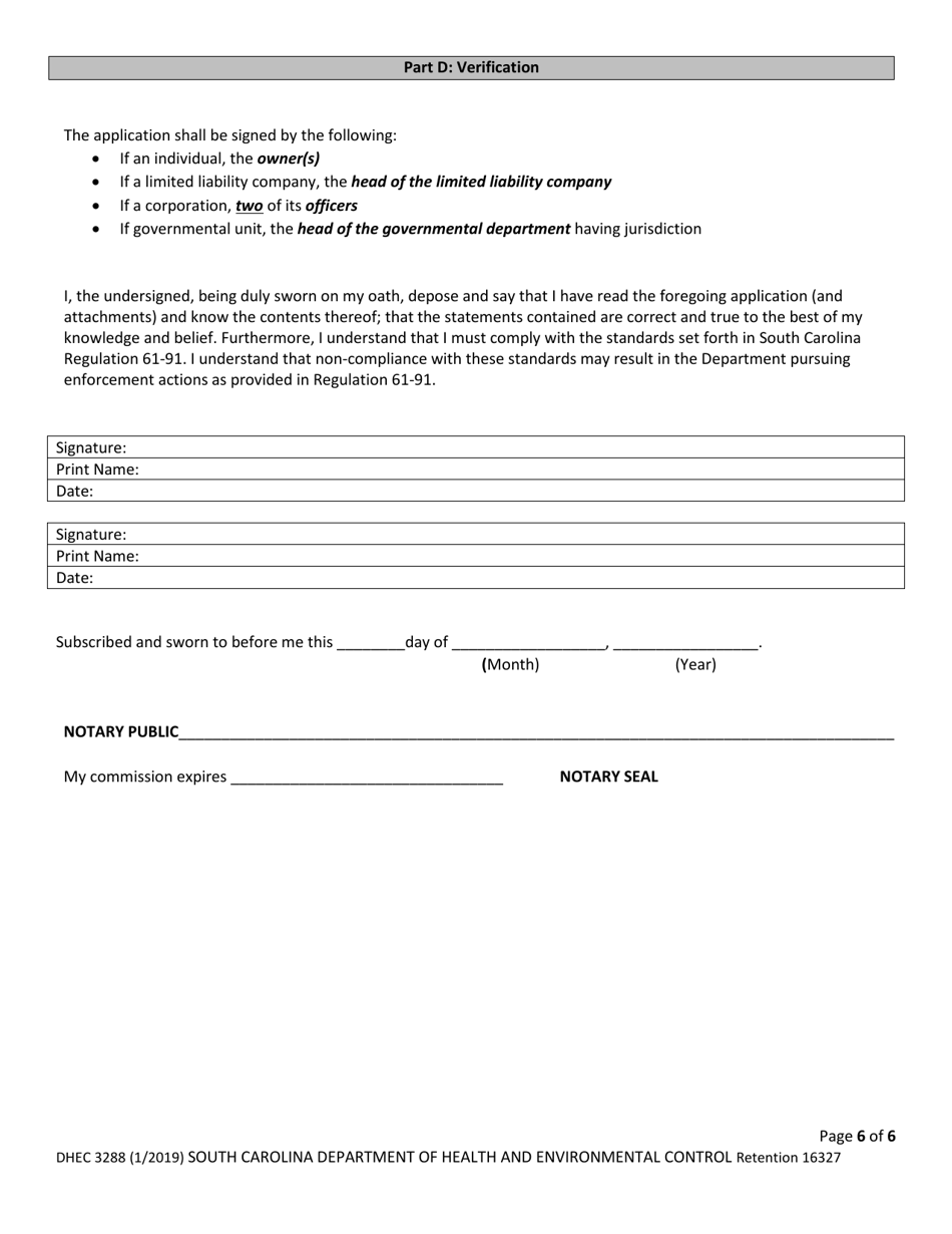 DHEC Form 3288 - Fill Out, Sign Online and Download Fillable PDF, South ...