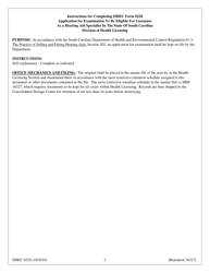DHEC Form 0220 Application for Examination to Be Eligible for Licensure as a Hearing Aid Specialist in the State of South Carolina - South Carolina, Page 2