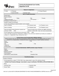 DHEC Form 0217 Community Residential Care Facility - South Carolina, Page 3