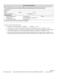 DHEC Form 0264 Application for Body Piercing - South Carolina, Page 5