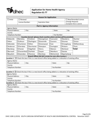 DHEC Form 3289 Application for Home Health Agency - South Carolina, Page 3