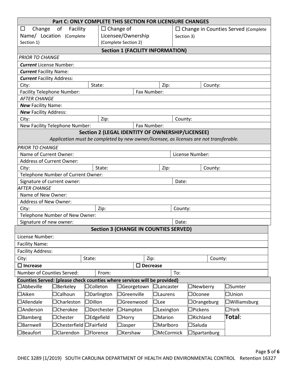 DHEC Form 3289 Application for Home Health Agency - South Carolina, Page 5