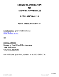DHEC Form 3977 Application for Licensure for Midwife Apprentice - South Carolina