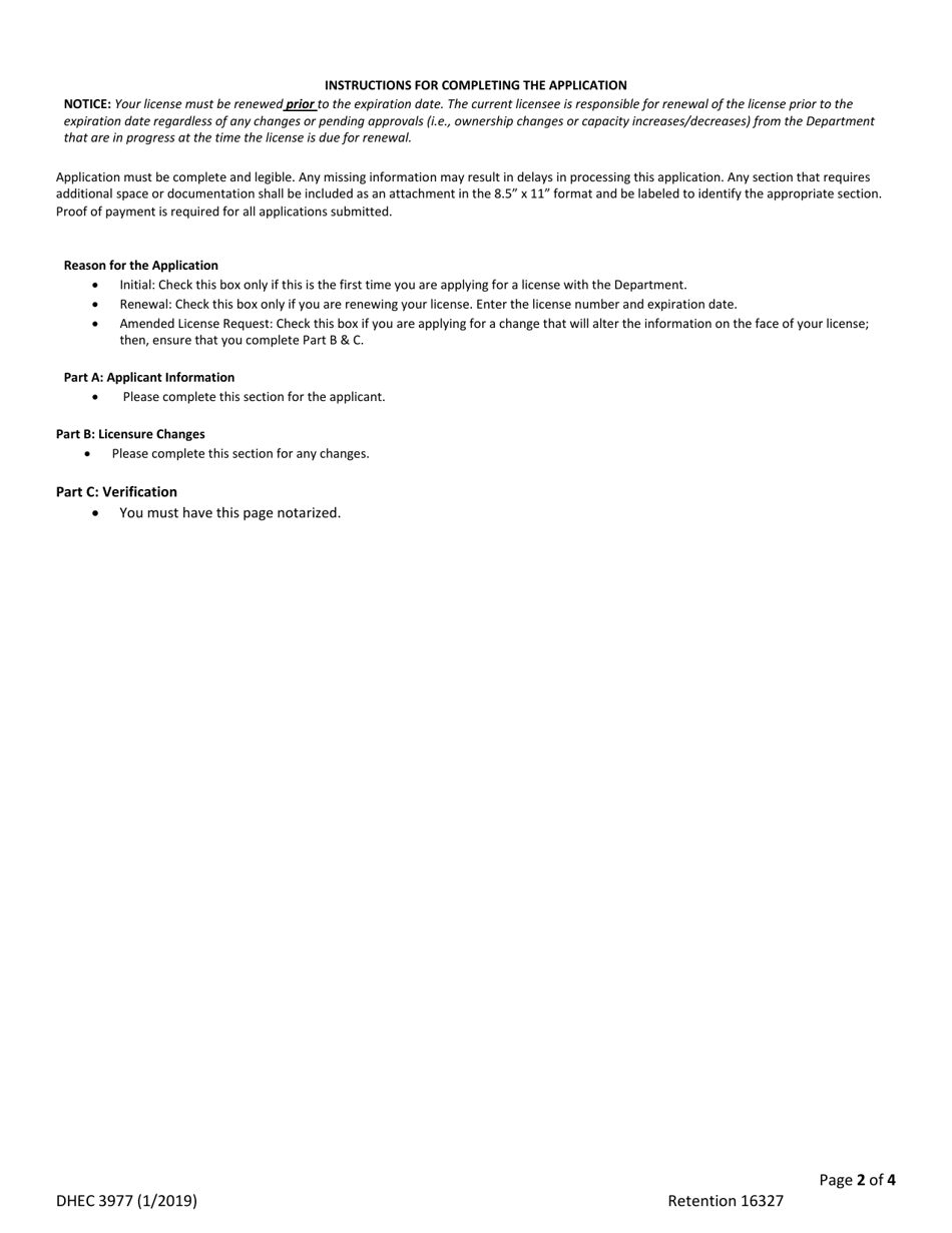 DHEC Form 3977 Application for Licensure for Midwife Apprentice - South Carolina, Page 2