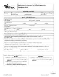 DHEC Form 3977 Application for Licensure for Midwife Apprentice - South Carolina, Page 3