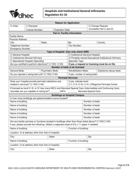 DHEC Form 3292 Hospitals and Institutional General Infirmaries - South Carolina, Page 3