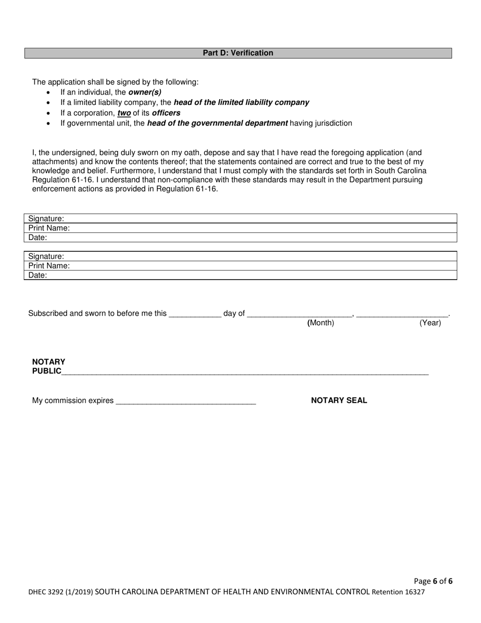 DHEC Form 3292 Hospitals and Institutional General Infirmaries - South Carolina, Page 6