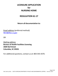 DHEC Form 3294 Application for Nursing Home - South Carolina