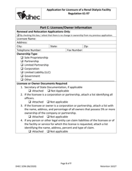 DHEC Form 3296 Application for Licensure of a Renal Dialysis Facility - South Carolina, Page 5