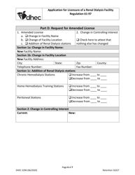 DHEC Form 3296 Application for Licensure of a Renal Dialysis Facility - South Carolina, Page 6
