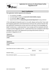 DHEC Form 3296 Application for Licensure of a Renal Dialysis Facility - South Carolina, Page 7