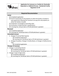 DHEC Form 3293 Application for Licensure as a Facility for Chemically Dependent or Addicted Persons - Residential Facility - South Carolina, Page 3