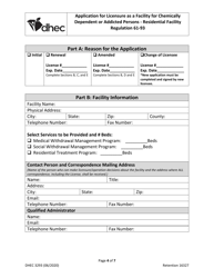 DHEC Form 3293 Application for Licensure as a Facility for Chemically Dependent or Addicted Persons - Residential Facility - South Carolina, Page 4