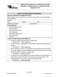DHEC Form 3293 Application for Licensure as a Facility for Chemically Dependent or Addicted Persons - Residential Facility - South Carolina, Page 5