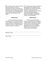 Petition for Protection of Victims - Pennsylvania (English/Spanish), Page 7