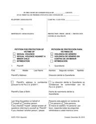 Document preview: Petition for Protection of Victims - Pennsylvania (English/Spanish)