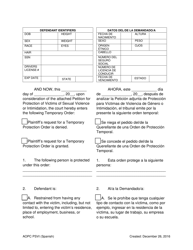 Temporary Order for Protection of Victims - Pennsylvania (English/Spanish), Page 2