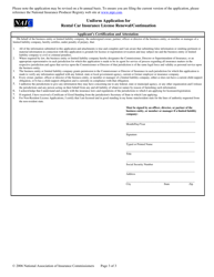 Uniform Application for Rental Car Insurance License Renewal/Continuation, Page 3
