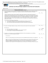 Uniform Application for Individual Auto Physical Damage Appraiser License Renewal/Continuation, Page 2