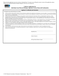 Uniform Application for Individual Auto Physical Damage Appraiser License Renewal/Continuation, Page 3