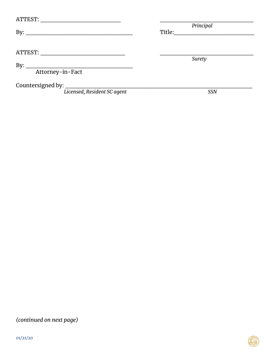 South Carolina Premium Service Company Surety Bond - South Carolina, Page 2