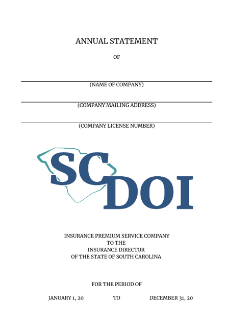 Insurance Premium Service Company Annual Statement - South Carolina