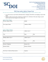 Document preview: Pbm Name and/or Address Change Form - South Carolina