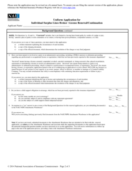 Uniform Application for Individual Surplus Lines Broker License Renewal/Continuation, Page 2