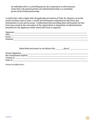 Service Contract Provider Initial Application Additional Questions - South Carolina, Page 2