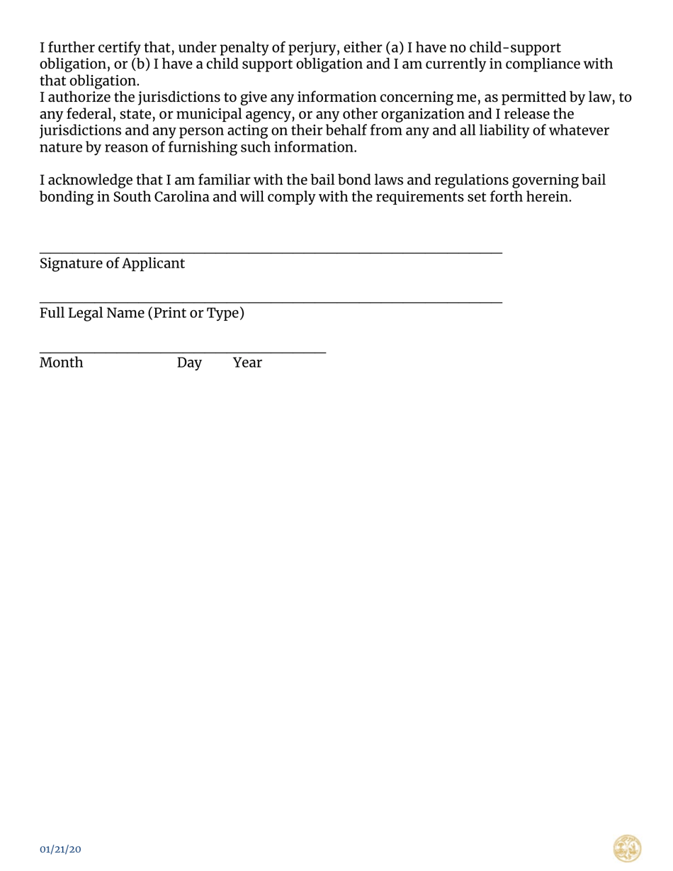 South Carolina Bondsman Initial Application Additional Questions - Fill ...