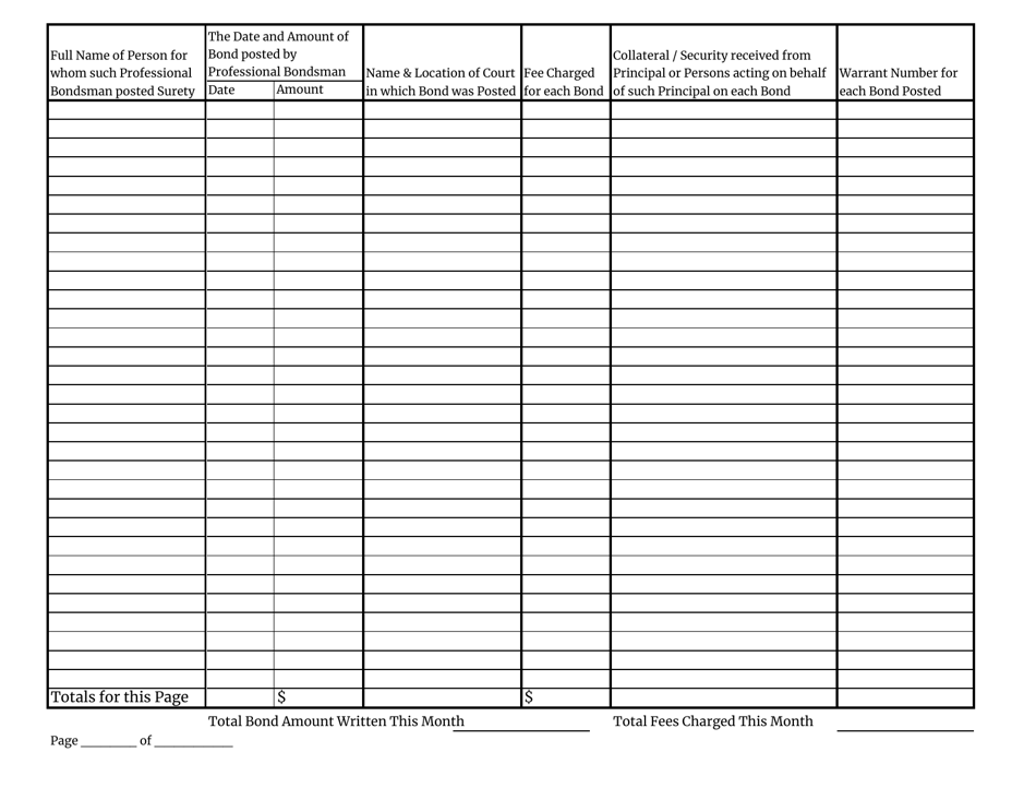 Professional Bondsman Monthly Bond Report - South Carolina, Page 3