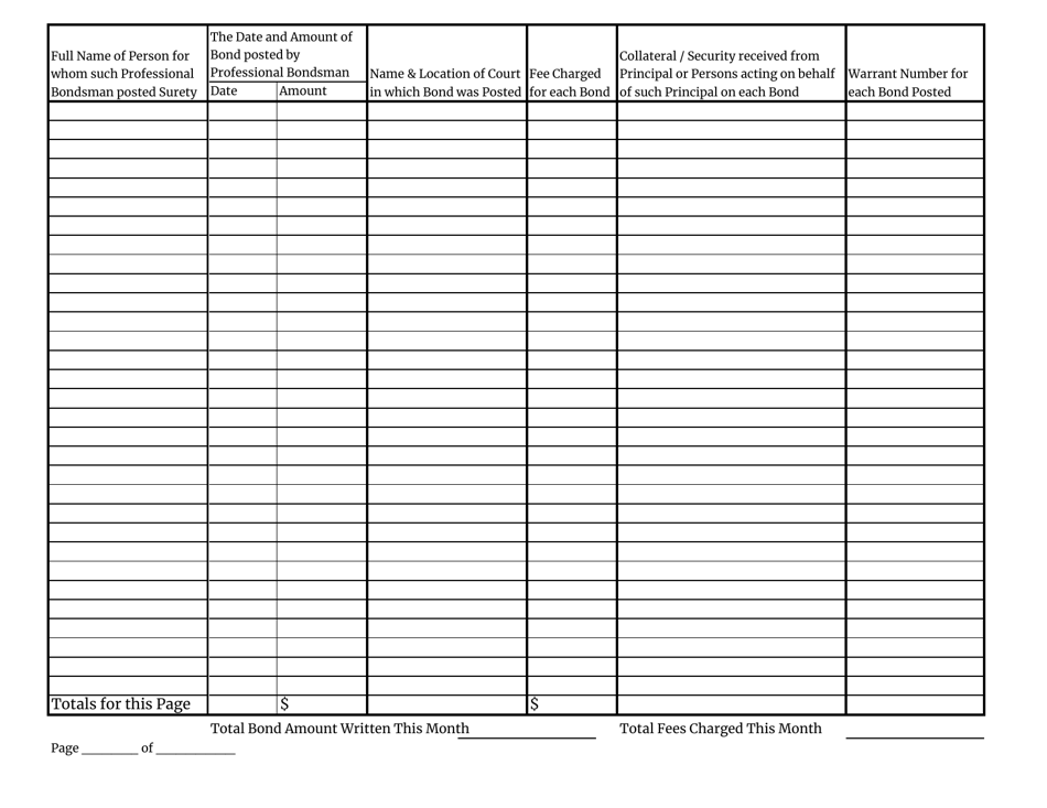 Professional Bondsman Monthly Bond Report - South Carolina, Page 4